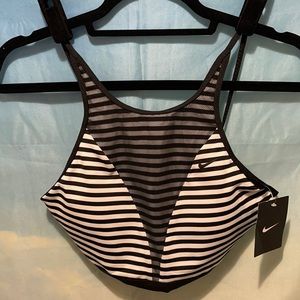 NWT NIKE BLK/WHT MESH TANKINI TOP SZ LG.